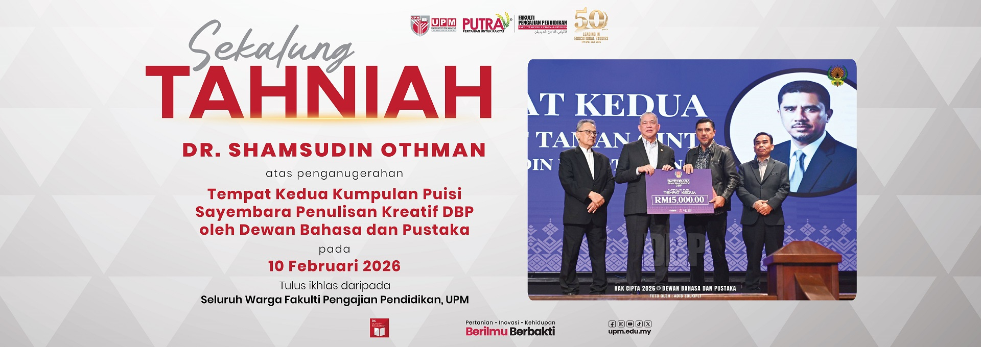 Congratulations Dr Sham